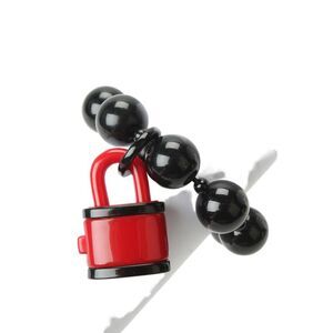 Angela Caputi Womens Black/Red Resin Padlock Beaded Stretch Bracelet OS